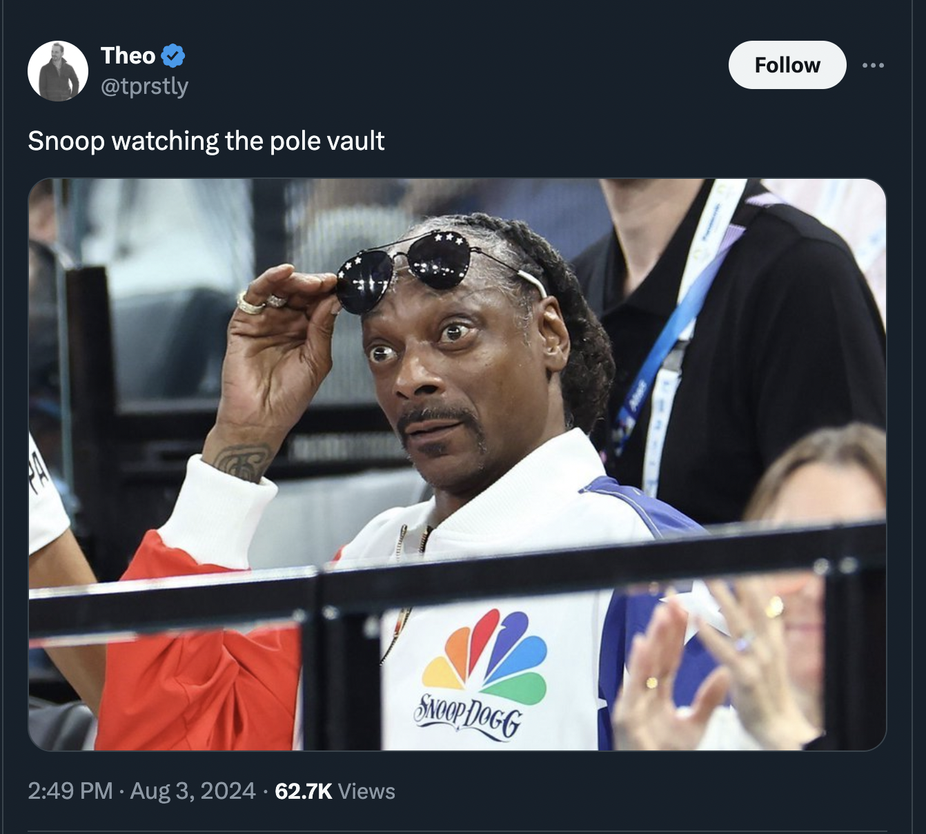 Meme - Theo Snoop watching the pole vault Views Snoop Dogg